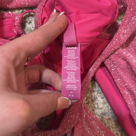 Skims Pink Glitter Monokini Size Medium - Picture 4 of 5